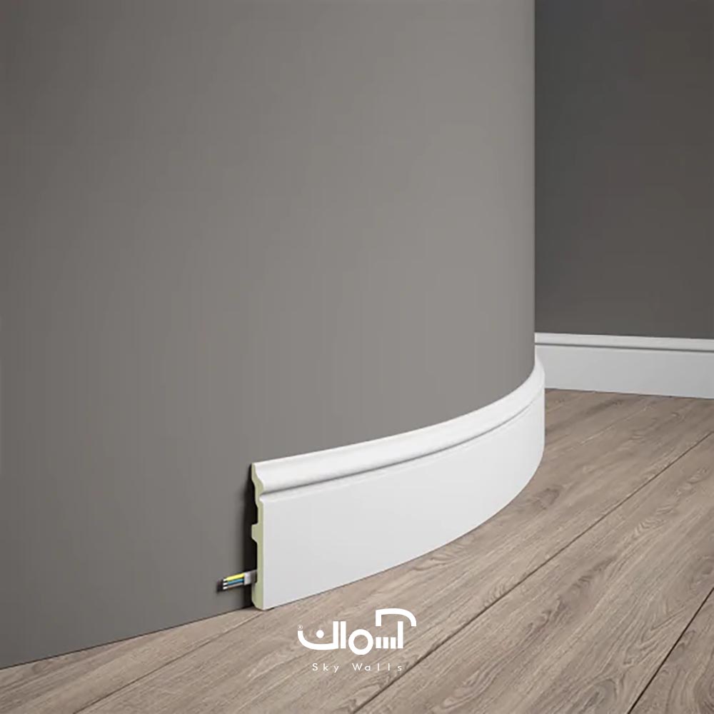 قرنیز منعطف پلی یورتان 10 سانتی سفید 1 قرنیز منعطف 10 سانتی پلی یورتان وارداتی برای سطوح قوس دار و کرو