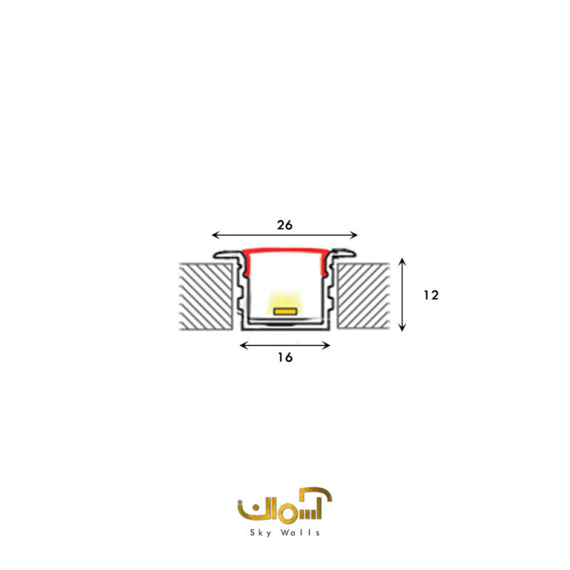 پروفیل لاین نوری توکار عرض 16 میل تک لاین - Image 2