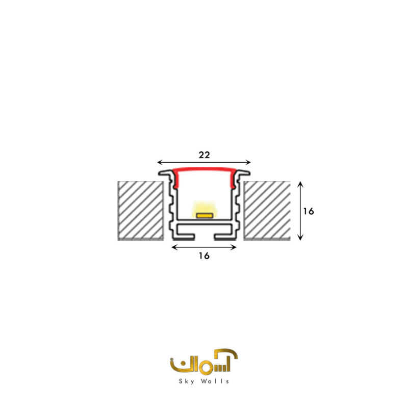 پروفیل لاین نوری توکار عرض 16 میل تک لاین - Image 6