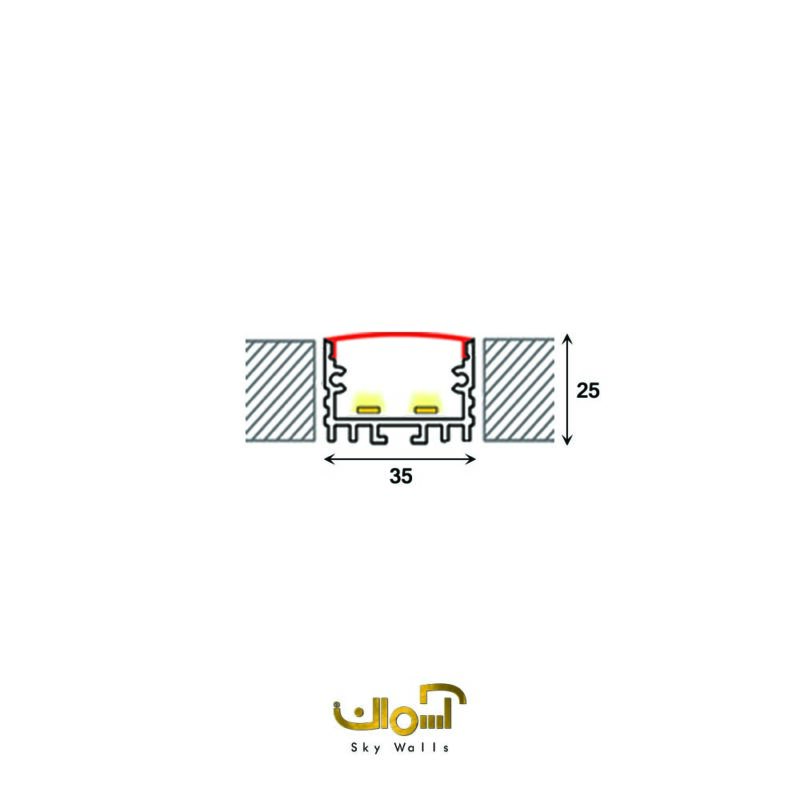 جزئیات فنی لاین نوری روکار 35 میل بدون لبه