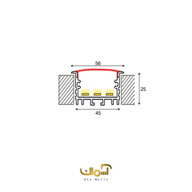 لاین نوری کناف توکار عرض 45 میل سه لاین - Image 6