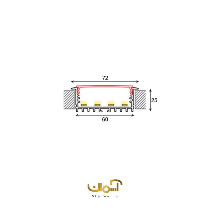 لاین نوری مدرن توکار عرض 60 میل چهار لاین - Image 6