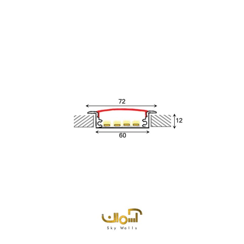 لاین نوری مدرن توکار عرض 60 میل چهار لاین - Image 2