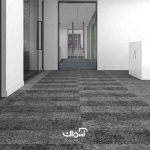 موکت تایل اداری مستطیلی مشکی Vogue برای فضای اداری و تجاری