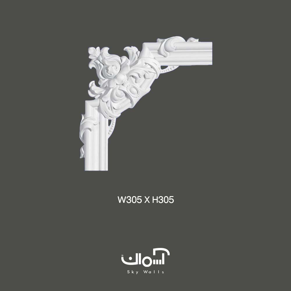 گل گوشه کلاسیک جدید پرکار وارداتی پلی یورتان 5.4 سانتی گل گوشه پلی یورتان برای قاب بندی 5.4 سانتی - Image 1