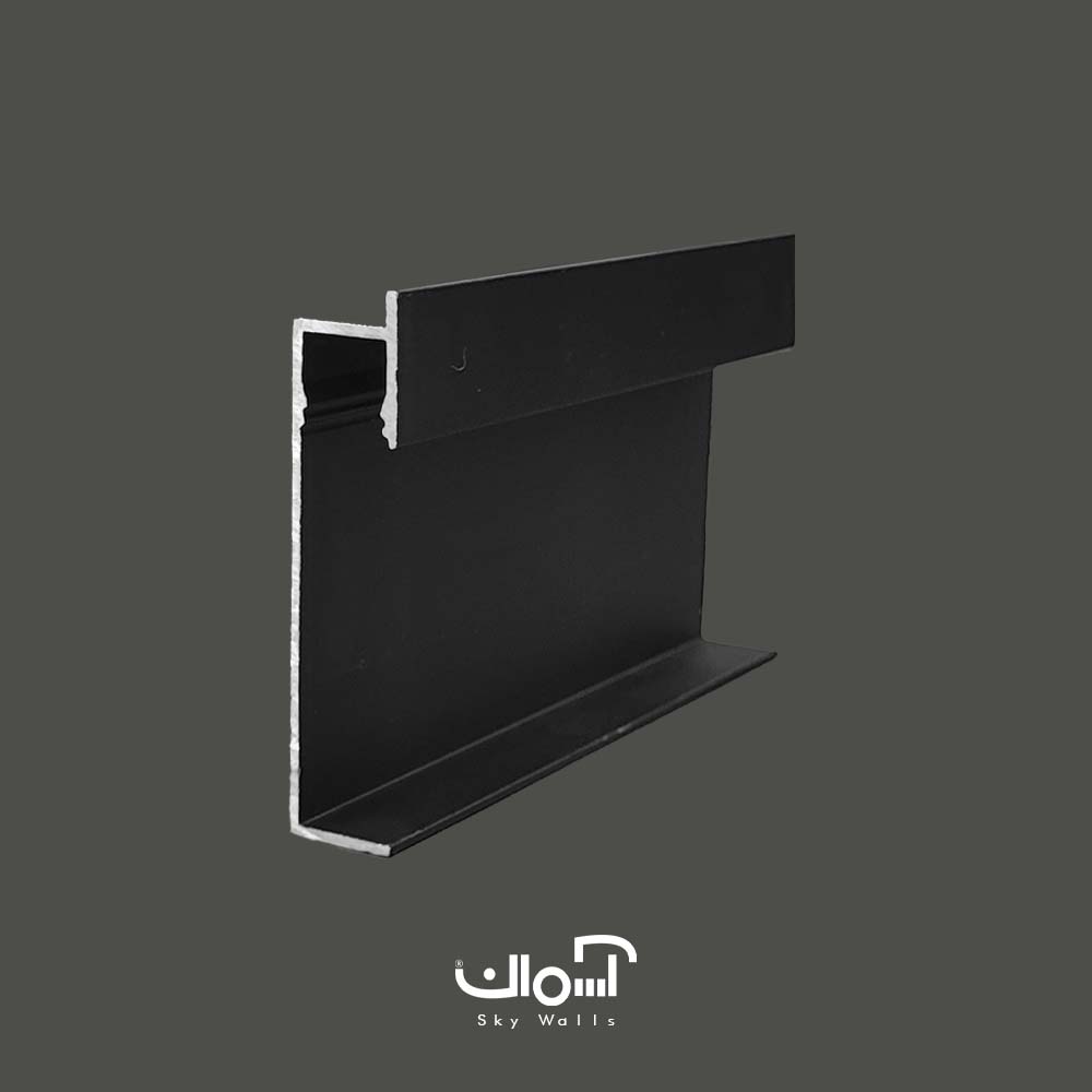 قرنیز توکار آلومینیومی 4.5 سانتی نوری مشکی قرنیز توکار آلومینیومی نوری 4.5 سانتی با لبه درزگیر - تصویر 1